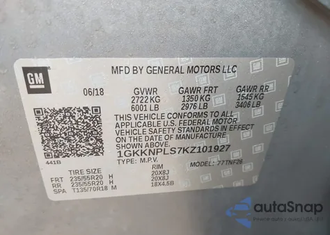 2019 GMC Acadia Denali from USA, damaged, VIN 1GKKNPLS7KZ101927